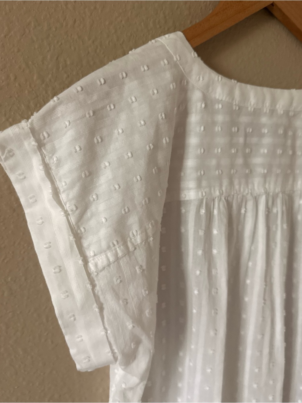 LOFT White Swiss Dot V-Neck Cap Sleeve Blouse - Picture 4 of 7